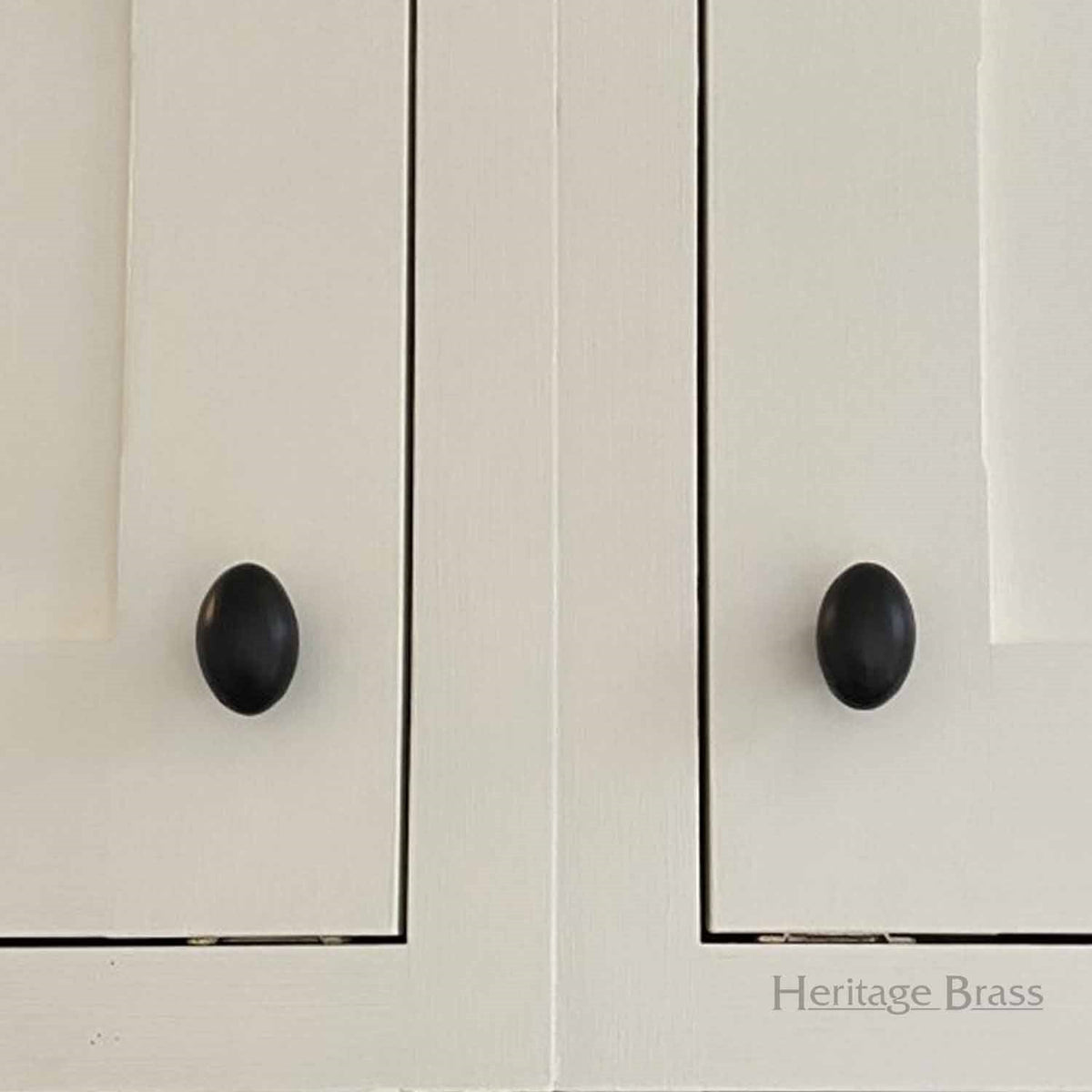 Matt Black Iron Oval Cabinet Knob by M Marcus - Heritage Brass