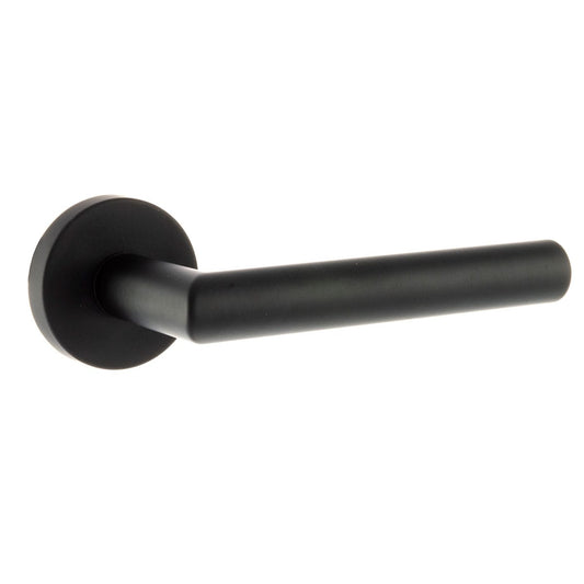 Forme Elle Lever Door Handle on Minimal Round Rose - Matt Black - Default