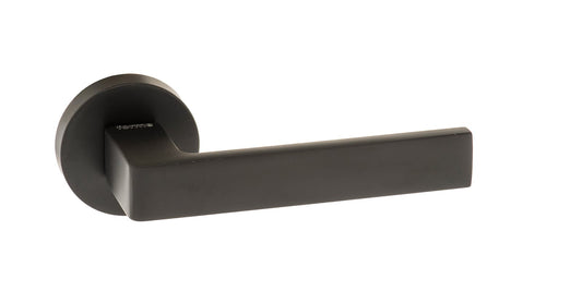 Forme Asti Lever Door Handle on Minimal Round Rose - Matt Black - Default