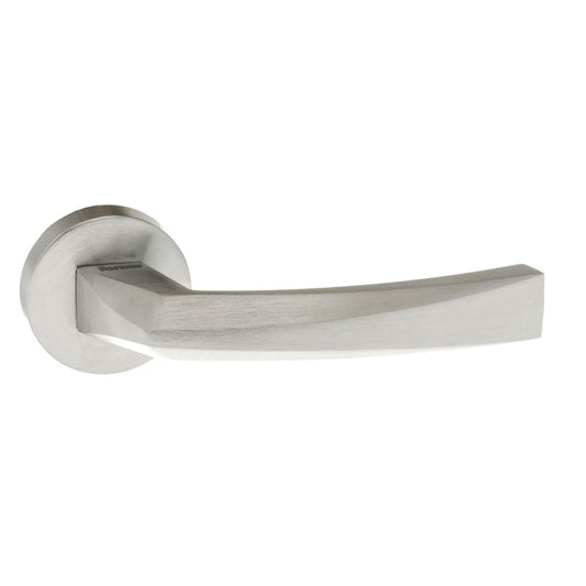Forme Crystal Lever Door Handle on Minimal Round Rose - Satin Chrome - Default