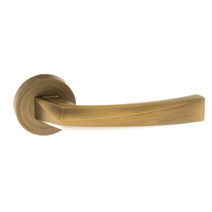 Forme Crystal Lever Door Handle on Minimal Round Rose - Yester Bronze - Default