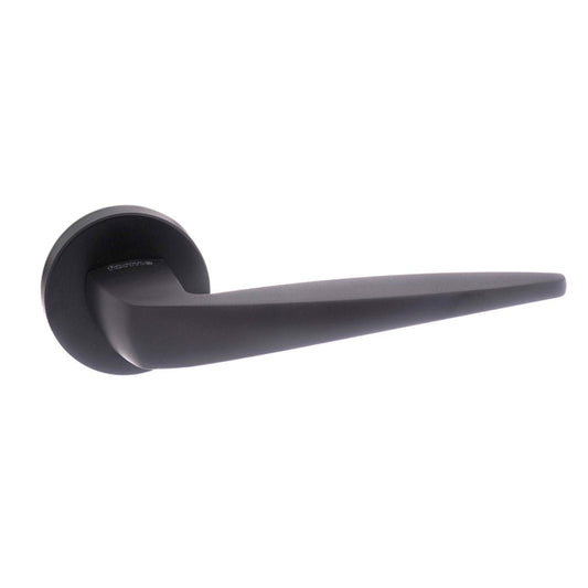 Forme Foglia Lever Door Handle on Minimal Round Rose - Matt Black - Default