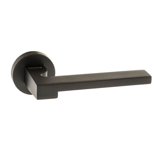 Forme Ginevra Lever Door Handle on Minimal Round Rose - Matt Black - Default