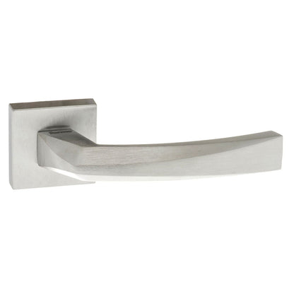 Forme Crystal Lever Door Handle on Minimal Square Rose - Satin Chrome - Default