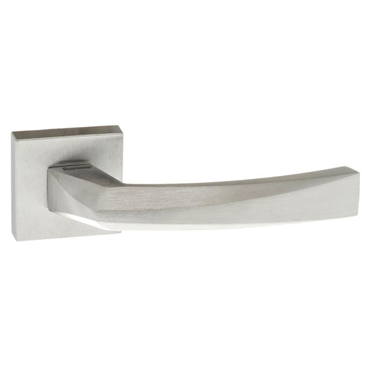 Forme Crystal Lever Door Handle on Minimal Square Rose - Satin Chrome - Default