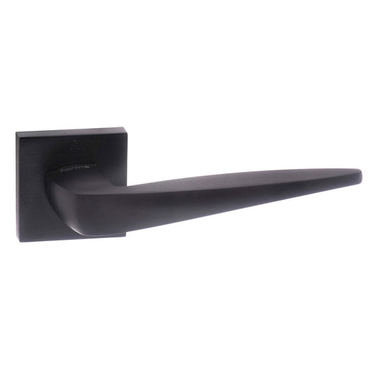 Forme Foglia Lever Door Handle on Minimal Square Rose - Matt Black - Default