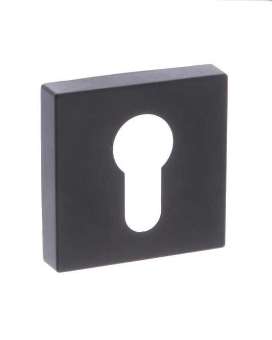 CleanTouch Anti-Bac Euro Escutcheons on Minimal Square Rose - Matt Black - Default