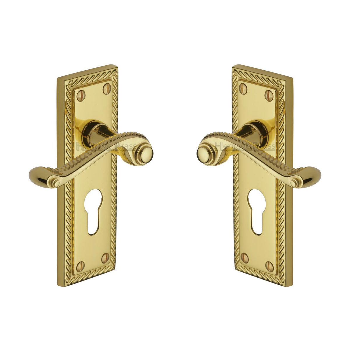 Georgian Door Handle on Plate by M Marcus - Heritage Brass