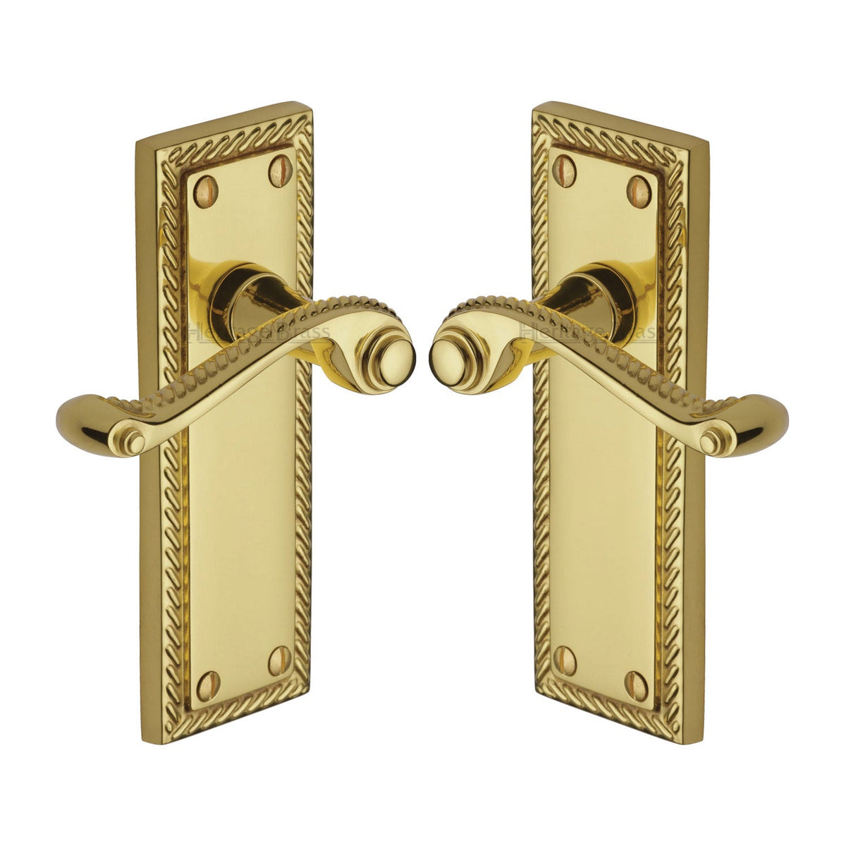 Georgian Door Handle on Plate by M Marcus - Heritage Brass