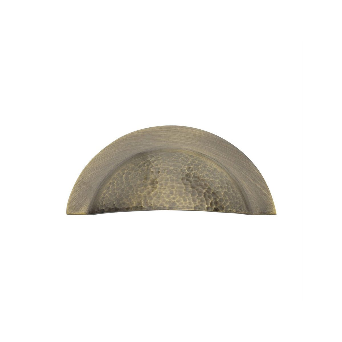 Crescent Drawer Cup Pull Hammered Design by M Marcus - Heritage Brass