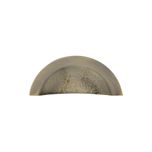 Crescent Drawer Cup Pull Hammered Design by M Marcus - Heritage Brass