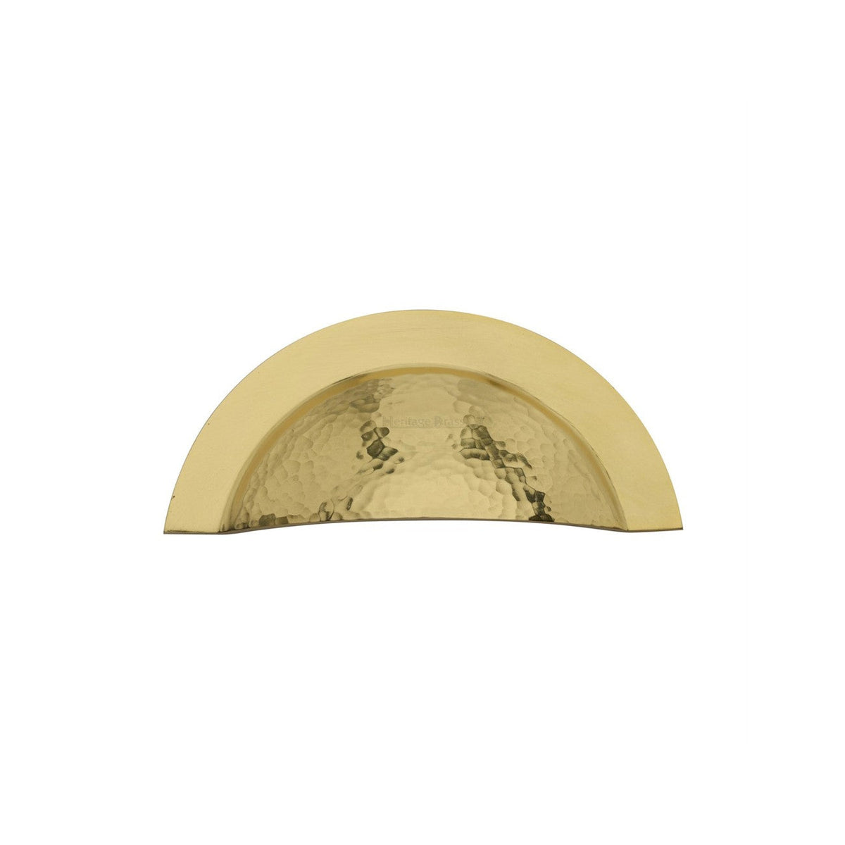 Crescent Drawer Cup Pull Hammered Design by M Marcus - Heritage Brass