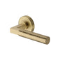 Hammered Bauhaus Door Handle on Round Rose by M Marcus - Heritage Brass