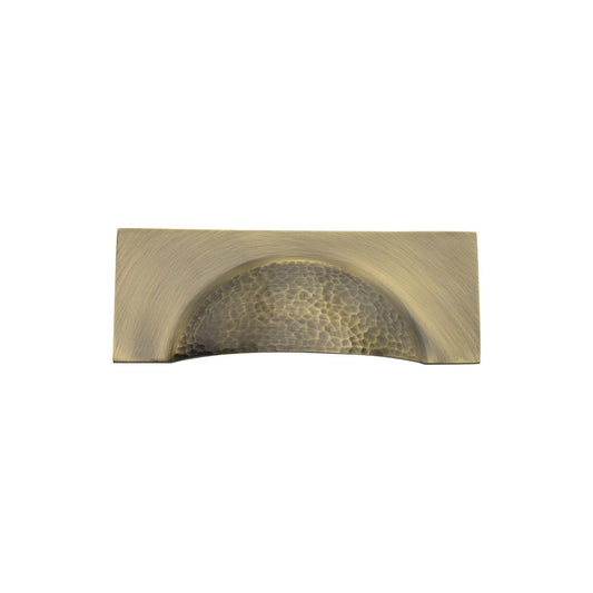 Hampshire Drawer Cup Pull Hammered Design by M Marcus - Heritage Brass