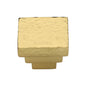 Square Stepped Cabinet Knob Hammered Design by M Marcus - Heritage Brass