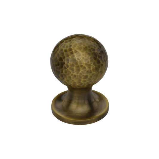 Ball Cabinet Knob Hammered Design by M Marcus - Heritage Brass