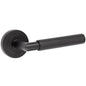 Frelan, Nero Mitred Knurled Door Handle on Rose Matt Black, Door Handles, Lever Handles On Round Rose