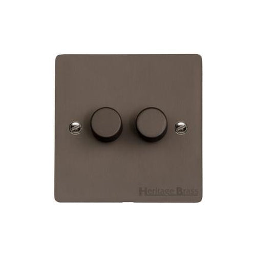 Stylist Bronze Flat Plate Range Switches & Sockets, L09 - 2G Multi Location Secondary Dimmer by Heritage Brass By M-Marcus
