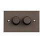 Stylist Bronze Flat Plate Range Switches & Sockets, L09 - 2 Gang Dimmer 250 watts (Compatible with halogen/ incandescent bulbs) by Heritage Brass By M-Marcus