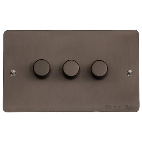 Stylist Bronze Flat Plate Range Switches & Sockets, L09 - 3G Multi Location Secondary Dimmer by Heritage Brass By M-Marcus