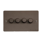 Stylist Bronze Flat Plate Range Switches & Sockets, L09 - 4 Gang Dimmer 250 watts (Compatible with halogen/ incandescent bulbs) by Heritage Brass By M-Marcus