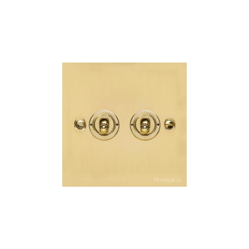 Richmond Elite Range Polished Brass Switches & Sockets, LP1 - 2 Gang Toggle Switch by Heritage Brass By M-Marcus