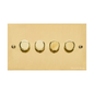 Richmond Elite Range Polished Brass Switches & Sockets, LP1 - 4 Gang TED Dimmer (Compatible with LED Lamps) by Heritage Brass By M-Marcus
