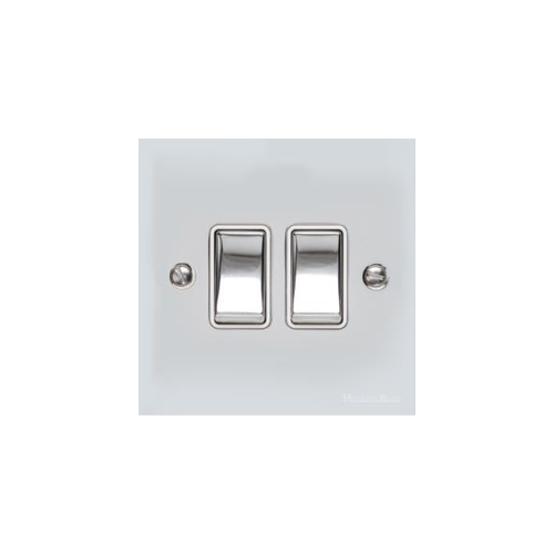 Richmond Elite Range Polished Chrome Switches & Sockets, LP2 - 2 Gang Rocker Switch by Heritage Brass By M-Marcus