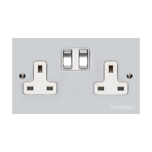 Richmond Elite Range Polished Chrome Switches & Sockets, LP2 - Double Socket (13 Amp) by Heritage Brass By M-Marcus