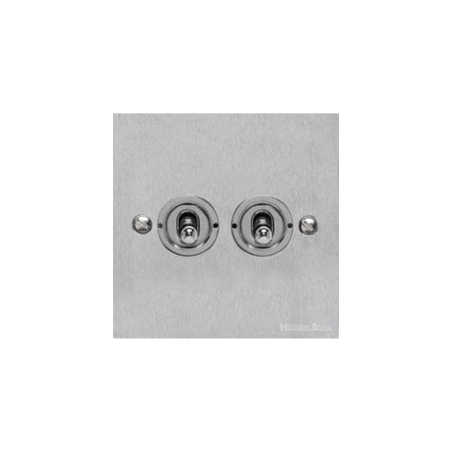 Richmond Elite Range Satin Chrome Switches & Sockets, LP3 - 2 Gang Toggle Switch by Heritage Brass By M-Marcus