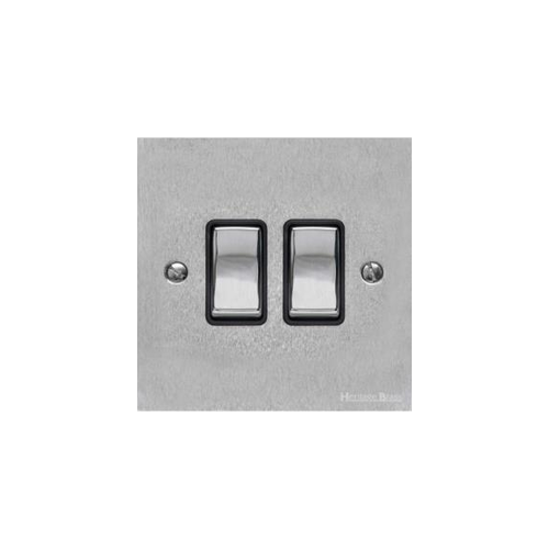 Richmond Elite Range Satin Chrome Switches & Sockets, LP3 - 2 Gang Rocker Switch by Heritage Brass By M-Marcus