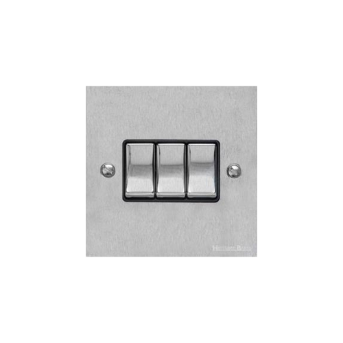 Richmond Elite Range Satin Chrome Switches & Sockets, LP3 - 3 Gang Rocker Switch by Heritage Brass By M-Marcus