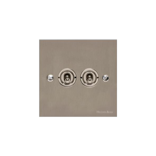 Richmond Elite Range Satin Nickel Switches & Sockets, LP5 - 2 Gang Toggle Switch by Heritage Brass By M-Marcus