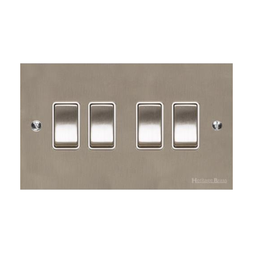 Richmond Elite Range Satin Nickel Switches & Sockets, LP5 - 4 Gang Rocker Switch by Heritage Brass By M-Marcus