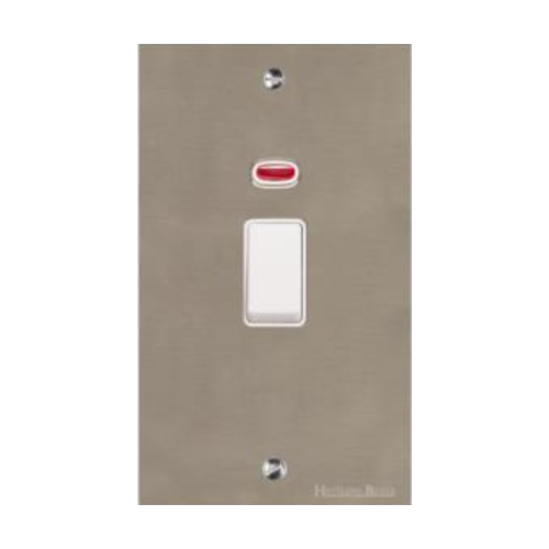 Richmond Elite Range Satin Nickel Switches & Sockets, LP5 - 45A DP Cooker Switch with Neon (tall plate) by Heritage Brass By M-Marcus