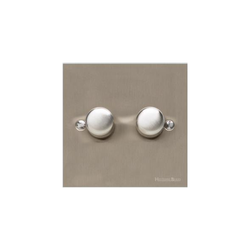 Richmond Elite Range Satin Nickel Switches & Sockets, LP5 - 2 Gang Dimmer 250 watts (Compatible with halogen/ incandescent bulbs) by Heritage Brass By M-Marcus