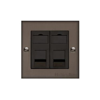 Richmond Elite Range Matt Bronze Switches & Sockets, LP9 - 2 Gang CAT6 by Heritage Brass By M-Marcus