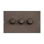Richmond Elite Range Matt Bronze Switches & Sockets, LP9 - 3 Gang Dimmer 250 watts (Compatible with halogen/ incandescent bulbs) by Heritage Brass By M-Marcus