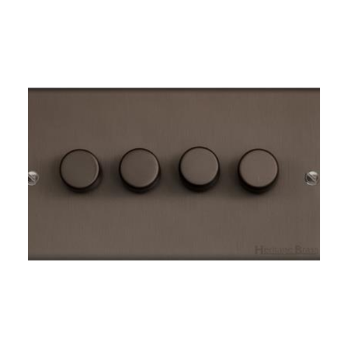 Richmond Elite Range Matt Bronze Switches & Sockets, LP9 - 4 Gang Dimmer 250 watts (Compatible with halogen/ incandescent bulbs) by Heritage Brass By M-Marcus