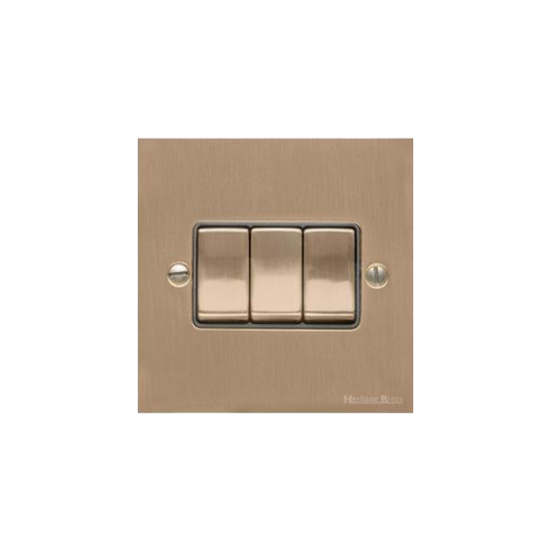 Richmond Elite Range Antique Brass Switches & Sockets, LP91 - 3 Gang Rocker Switch by Heritage Brass By M-Marcus