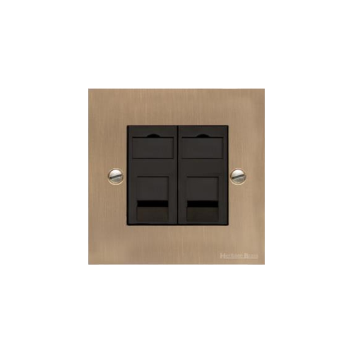 Richmond Elite Range Antique Brass Switches & Sockets, LP91 - 2 Gang Secondary Line Socket by Heritage Brass By M-Marcus