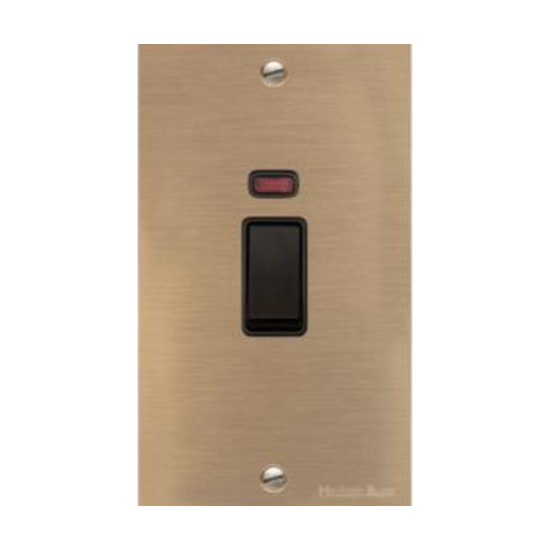 Richmond Elite Range Antique Brass Switches & Sockets, LP91 - 45A DP Cooker Switch with Neon (tall plate) by Heritage Brass By M-Marcus