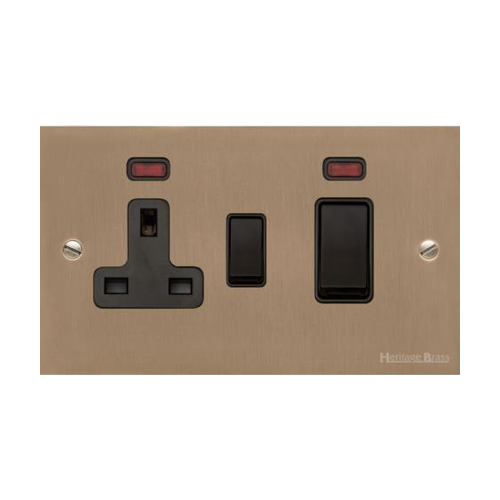 Richmond Elite Range Antique Brass Switches & Sockets, LP91 - 45A Cooker Unit + 13A Socket by Heritage Brass By M-Marcus