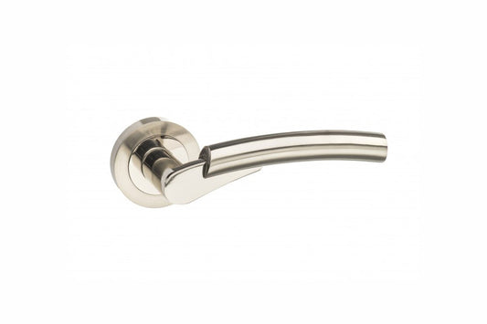 Mediterranean Messina Lever Door Handle on Round Rose - Satin Nickel/Polished Nickel - Default