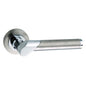 Mediterranean Tunis Lever Door Handle on Round Rose - Satin Nickel/Polished Chrome - Default