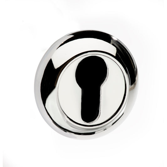 Mediterranean Euro Escutcheons on Round "C" Rose - Polished Chrome - Default