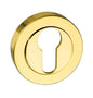 Mediterranean Euro Escutcheons on Round Rose - Polished Brass - Default