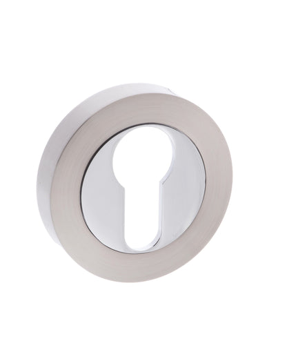 Mediterranean Euro Escutcheons on Round Rose - Satin Nickel/Polished Chrome - Default