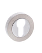 Mediterranean Euro Escutcheons on Round Rose - Satin Nickel/Polished Chrome - Default