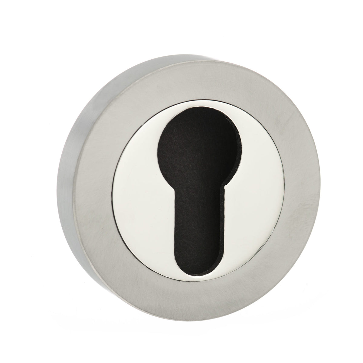 Mediterranean Euro Escutcheons on Round Rose - Satin Nickel/Polished Nickel - Default